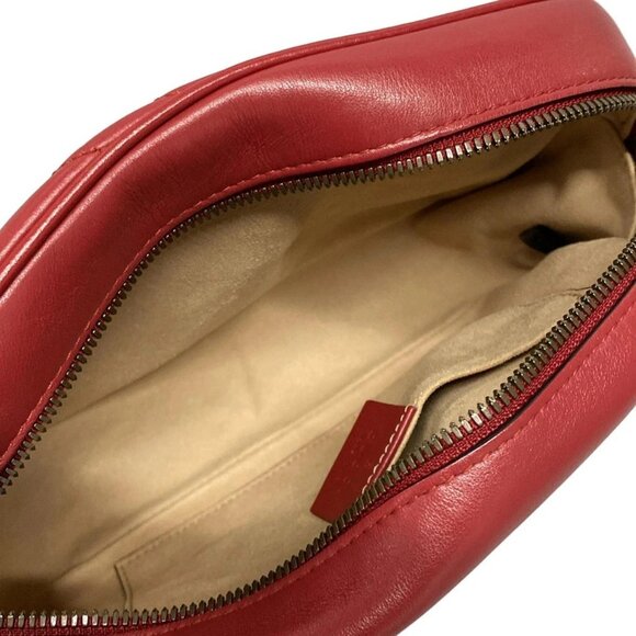 Auth GUCCI GG Marmont Quilting Small Shoulder Bag Red Leather - - Picture 14 of 14